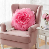 Large 3D Organza Rose Pillow with Core: Glam Floral Cushion, 53Cm