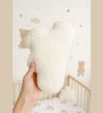 Plush Bouclé Teddy Cushion | Cream & Taupe Nursery Decor | Small Crescent Moon / Cloud / Star Pillow | Gender Neutral Baby Gift