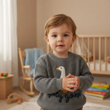 Silly Goose Kids Knit Sweater – Embroidered Goose Pullover | Cozy Cotton Knit Jumper | Toddler & Baby Gift