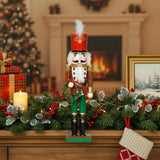 Christmas Nutcracker 38 Cm Classic Tartan Nutcracker with Wreath Hand-Painted Wooden Christmas Decor