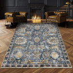 Washable Area Rugs - Perfect for Living Room, Bedroom, Kids Room, Nursery - Stain & Water Resistant Non-Slip, Pet & Child Friendly, Vintage Tribal Area Rugs (Rust, 5' X 7')