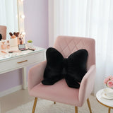 Plush Bow Pillow for Glam, Girly Bedrooms Pink White Black Bow Cushion