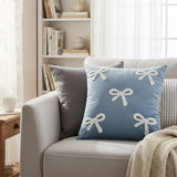 Velvet Bow Cushion Cover – Luxury Decorative St Valentines Pillow for Cozy Modern Homes