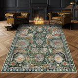 Washable Area Rugs - Perfect for Living Room, Bedroom, Kids Room, Nursery - Stain & Water Resistant Non-Slip, Pet & Child Friendly, Vintage Tribal Area Rugs (Rust, 5' X 7')