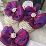 Handmade White Pearls Bling Rhinestone Baby Crib Shoes Christening Outfit Wedding Sparkle Organza Baptism 0-3M Shoes