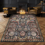 Washable Area Rugs - Perfect for Living Room, Bedroom, Kids Room, Nursery - Stain & Water Resistant Non-Slip, Pet & Child Friendly, Vintage Tribal Area Rugs (Rust, 5' X 7')