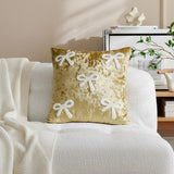 Velvet Bow Cushion Cover – Luxury Decorative St Valentines Pillow for Cozy Modern Homes