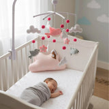 Christmas Bird Baby Mobile | Pink Robin Baby Mobile Handmade Felt Crib Mobile with Clouds, Flowers & Holiday Charm