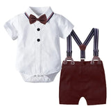 Formal Wedding Clothing Sets for Baby Boy Outfit Infant 3 6 12 18 24M Bodysuit Suspender Suit Toddler Kid Birthday Party Costume