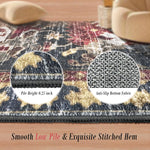 Washable Area Rugs - Perfect for Living Room, Bedroom, Kids Room, Nursery - Stain & Water Resistant Non-Slip, Pet & Child Friendly, Vintage Tribal Area Rugs (Rust, 5' X 7')