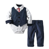 Formal Wedding Clothing Sets for Baby Boy Outfit Infant 3 6 12 18 24M Bodysuit Suspender Suit Toddler Kid Birthday Party Costume