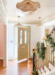 7’ Ribbon Dried Orange Garland with Felt Leaves 