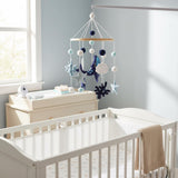 Coastal Baby Mobile: Wool Felt Whale, Sea Life Nursery Decor