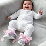 Pink Satin Rhinestone Baby Sneakers