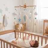 Hot-Air Balloon Baby Mobile with Teddy — Clouds, Stars & Bunting