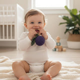 Crochet Fruit Baby Rattle – Wooden Teether Ring | Handmade Amigurumi, Montessori Sensory Toy, Baby Shower Gift