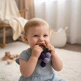 Crochet Fruit Baby Rattle – Wooden Teether Ring | Handmade Amigurumi, Montessori Sensory Toy, Baby Shower Gift