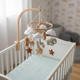 Safari Nursery Mobile – Felt Animals, Moon & Clouds