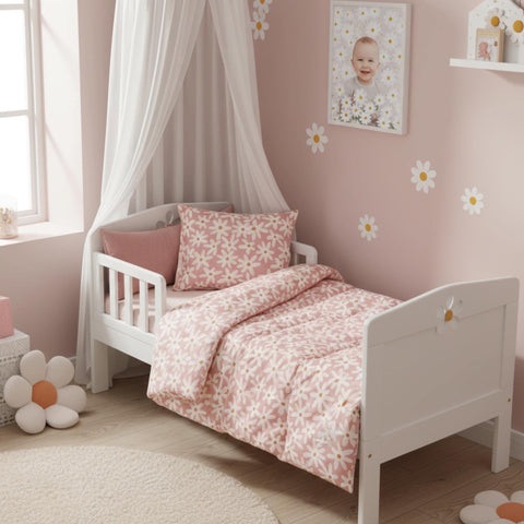 Blush Daisies Bedding Set for Kids Girls Soft Cotton Quilt & Pillow with Antiallergic Filling