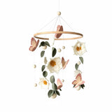 Magnolia & Butterfly Baby Mobile – Handmade Felt Nursery Decor | Boho Crib Mobile | Neutral Baby Girl Room Decoration