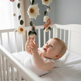 Magnolia & Butterfly Baby Mobile – Handmade Felt Nursery Decor | Boho Crib Mobile | Neutral Baby Girl Room Decoration