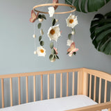 Magnolia & Butterfly Baby Mobile – Handmade Felt Nursery Decor | Boho Crib Mobile | Neutral Baby Girl Room Decoration