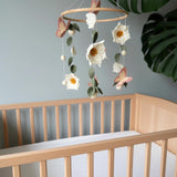 Magnolia & Butterfly Baby Mobile – Handmade Felt Nursery Decor | Boho Crib Mobile | Neutral Baby Girl Room Decoration