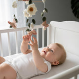 Magnolia & Butterfly Baby Mobile – Handmade Felt Nursery Decor | Boho Crib Mobile | Neutral Baby Girl Room Decoration