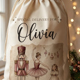 Personalized Vintage Nutcracker & Ballerina Christmas Sack
