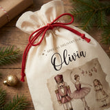 Personalized Vintage Nutcracker & Ballerina Christmas Sack