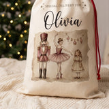 Personalized Vintage Nutcracker & Ballerina Christmas Sack