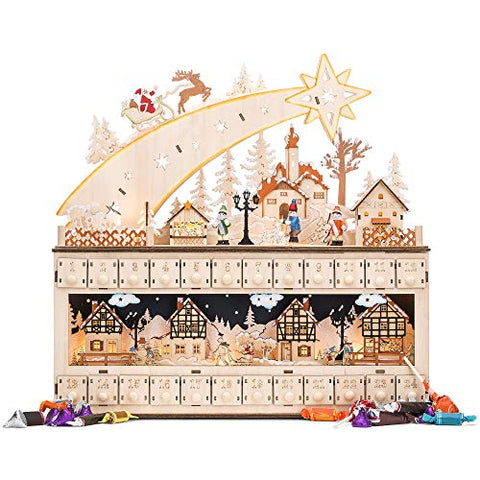 Weihnachts-Sternschnuppen-Adventskalender aus Holz