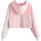 Romwe Women's Cute Color Block Pullover Crop Top Hoodie Sweatshirt - Cozy Nursery
