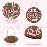 Little Babe Cave Sign Wooden Circle Door Sign for Little Girl Nursery 