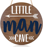 Little Man Cave Wooden round Door Sign for Little Boy Nursery 