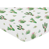 Watercolour Cactus Floral Baby Fitted Crib Sheet - Cozy Nursery