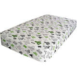 Green Cactus & Black Stars Cotton Fitted Crib Sheets (2 Pack) - Cozy Nursery