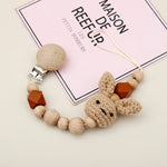 Baby Beech Pacifier Clip Newborn Cotton Wooden Pacifier Chain Nipple Soother Dummy Holder Infant Teething Nusring Toys Chew Gift
