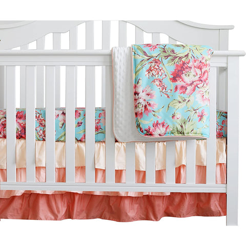Boho Mint Floral Baby Crib Bedding Set