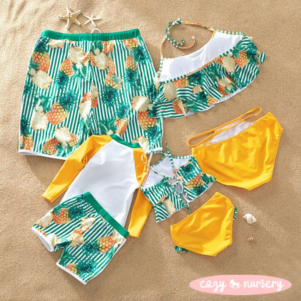 Matching Family Pineapple Swimsuits Cozy Nursery