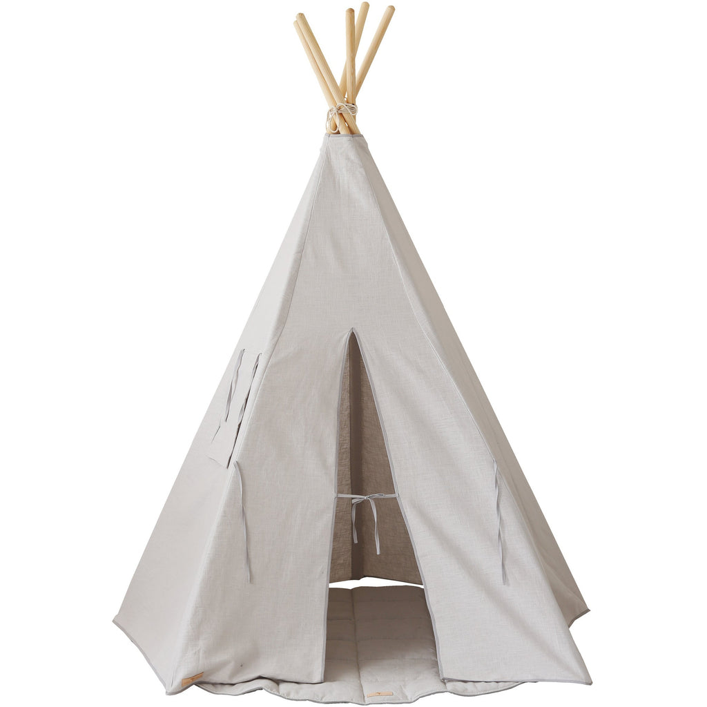 Pigeon Grey” Linen Teepee Tent – Cozy Nursery