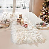 White Faux Fur Christmas Table Runner