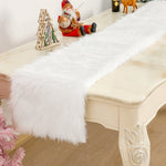 White Faux Fur Christmas Table Runner