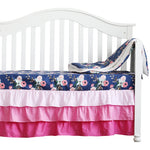 Navy Blue Floral Crib Bedding Set