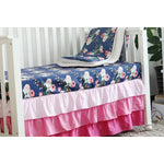 Navy Blue Floral Crib Bedding Set