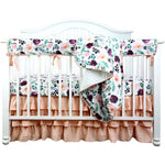 Pink Wine Floral Crib Bedding Set