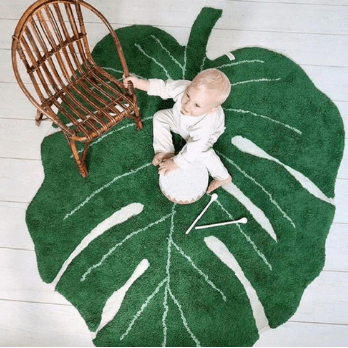 monstera rug Monstera Leaf Rug – Cozy Nursery