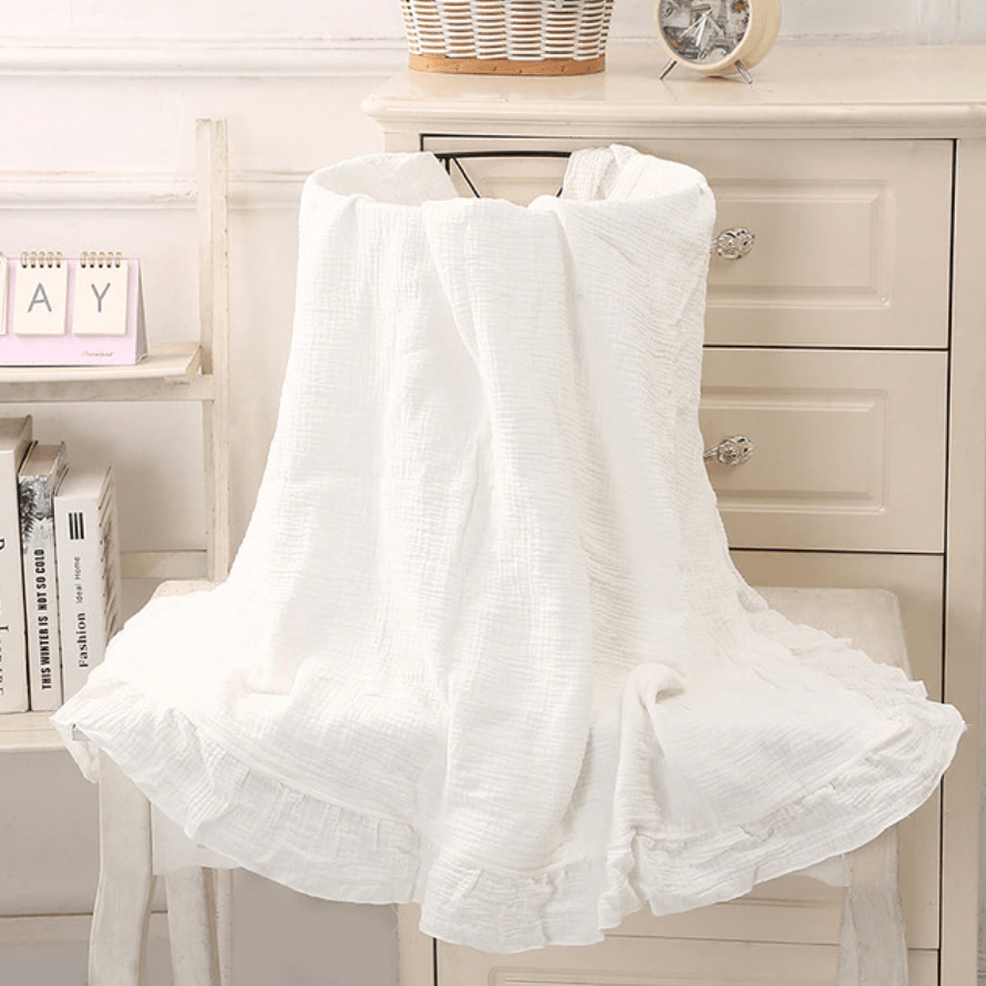 Newborn Muslin Cotton Swaddle Baby Fashion Ruffle Swaddle Wrap