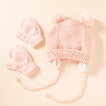 Baby Pompom Hat and Mittens Set
