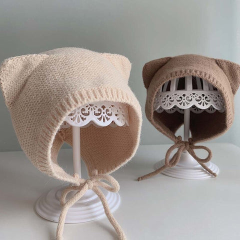 Cute Cartoon Baby Hat with Ear Autumn Winter Baby Boys Girls Beanie Hats Knitted Infant Toddler Warm Earflap Cap Bonnet